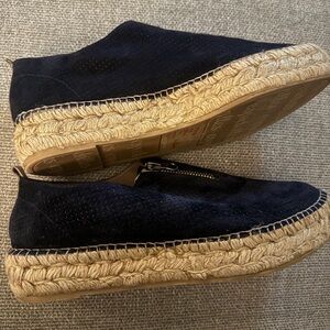 Eric Michael Serena Leather Espadrille Platform Shoes Navy Blue 40EU/9US